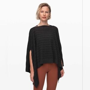 Lululemon Forward Flow Poncho Heathered Black Yak Wool Blend One Size Athleisure